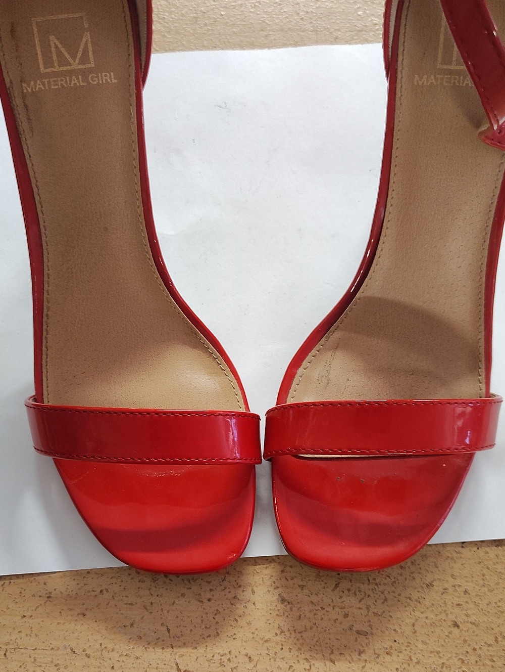 Material Girl Red Patent Open-Toe Strappy Heels